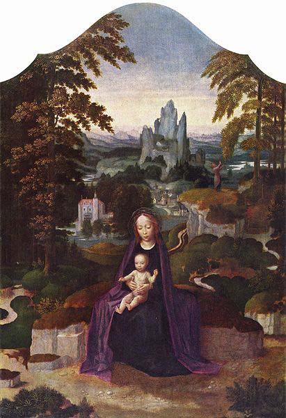 Adriaen Isenbrandt One of many versions of the Rest during the Flight to Egypt attributed to Isenbrandt. Norge oil painting art